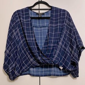 Blue Crop Blouse